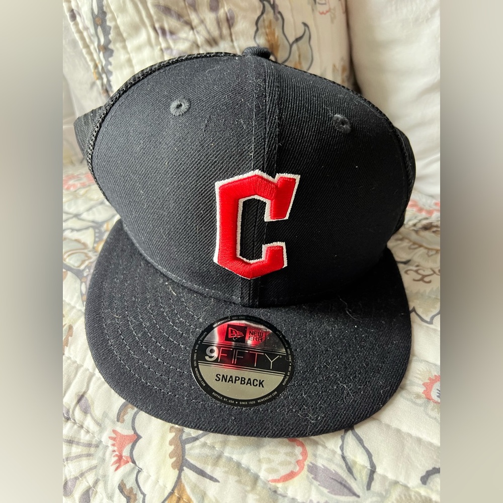 New Era Black Snapback Hat with Red 'C' Embroidered Logo